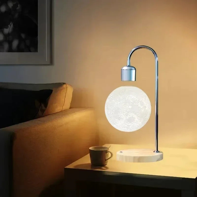 LED Creative Magnetic Levitation Decoration and Night Light with Wireless Charging Moon Lamp for Home